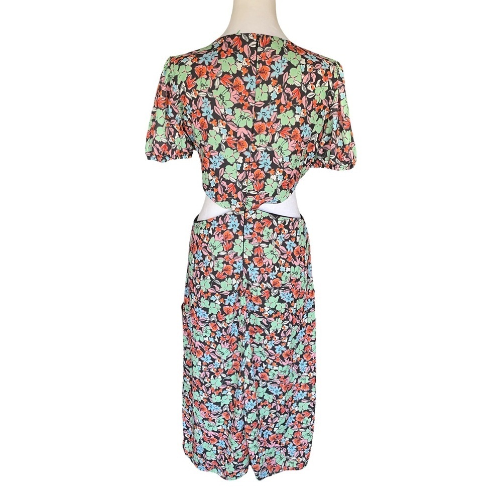 Trendyol Floral Print Cut Out Midriff Midi Dress Size 6 - Picture 7 of 12